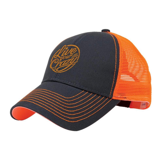 Live Your Crazy Trucker Hat Neon Orange